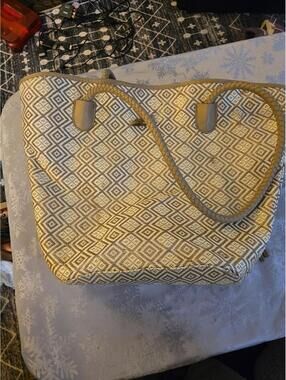 Vintage Neiman Marcus Woven Geometric Tote Bag